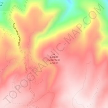 Mapa topográfico Casper Mountain, altitud, relieve