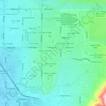 Mapa topográfico Farley Acres, altitud, relieve