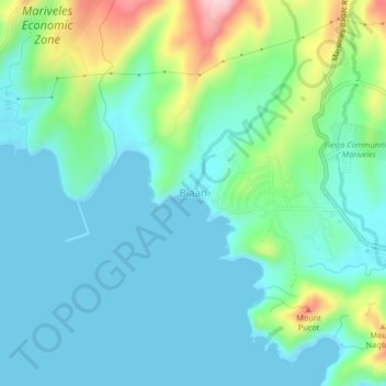 Mapa topográfico Biaan, altitud, relieve