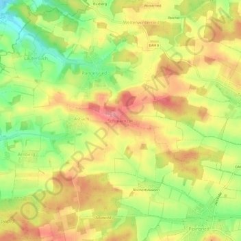 Mapa topográfico Schmarnzell, altitud, relieve