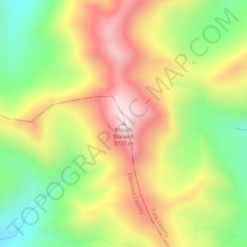 Mapa topográfico Mount Burwell, altitud, relieve