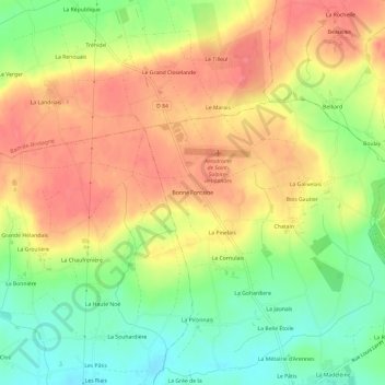 Mapa topográfico Bonne Fontaine, altitud, relieve