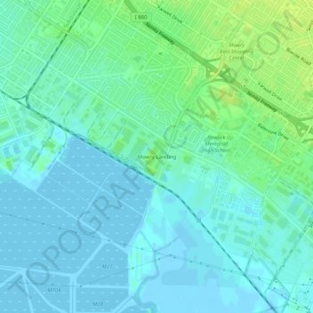 Mapa topográfico Mowry Landing, altitud, relieve