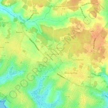 Mapa topográfico Chantemerle, altitud, relieve