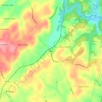 Mapa topográfico Alesia, altitud, relieve