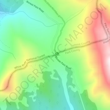 Mapa topográfico Boreas Pass, altitud, relieve