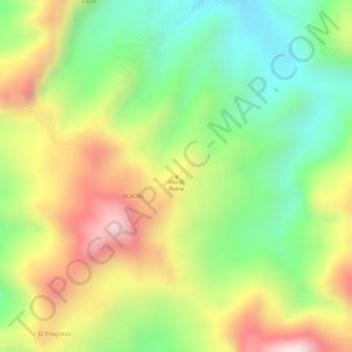 Mapa topográfico Alto El Roble, altitud, relieve