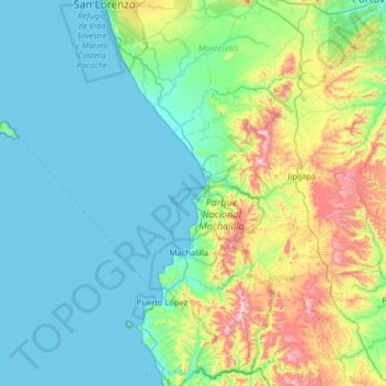 Mapa topográfico Isla Cayo, altitud, relieve