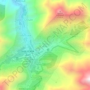 Mapa topográfico Ait Souka, altitud, relieve