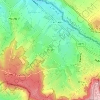 Mapa topográfico Holset, altitud, relieve