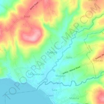 Mapa topográfico Bagbag, altitud, relieve