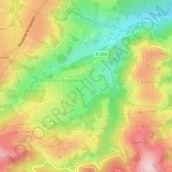 Mapa topográfico Lagleize du Castay, altitud, relieve