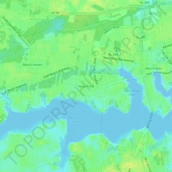 Mapa topográfico Navy Point, altitud, relieve
