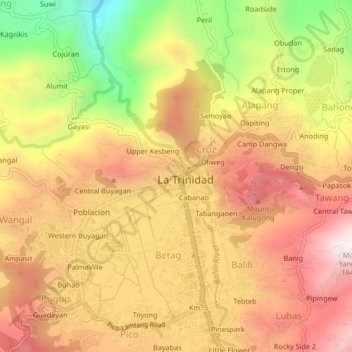 Mapa topográfico Poblacion, altitud, relieve