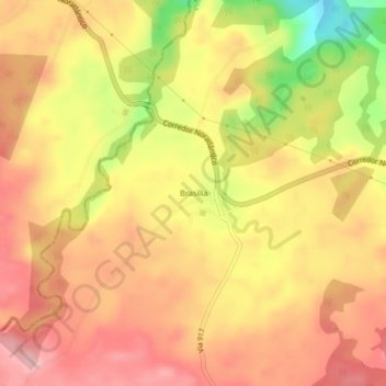 Mapa topográfico Brasilia, altitud, relieve
