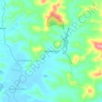 Mapa topográfico Agua Blanca, altitud, relieve