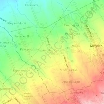Mapa topográfico Anuling Cerca II, altitud, relieve