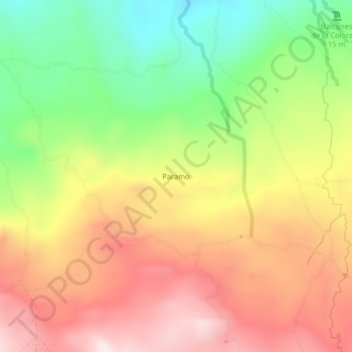 Mapa topográfico Paramo, altitud, relieve