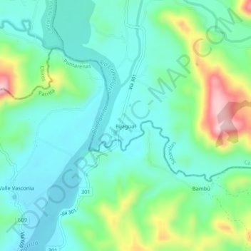Mapa topográfico Bijagual, altitud, relieve