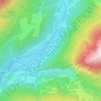 Mapa topográfico Le Grand Courbet, altitud, relieve