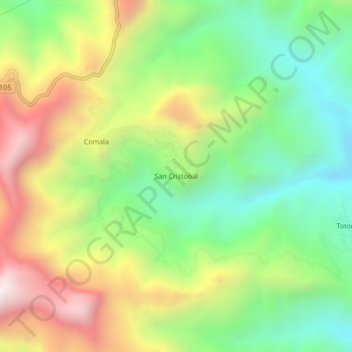 Mapa topográfico San Cristóbal, altitud, relieve