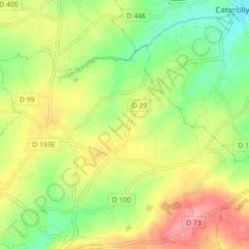 Mapa topográfico La Roulandière, altitud, relieve