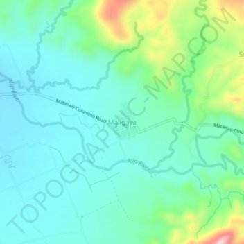 Mapa topográfico Maligaya, altitud, relieve