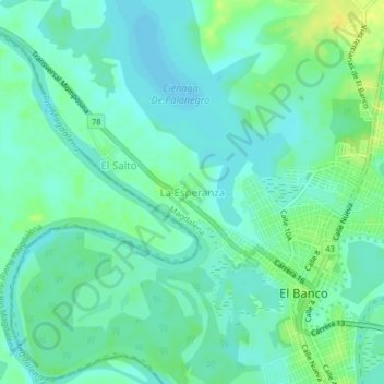 Mapa topográfico La Esperanza, altitud, relieve