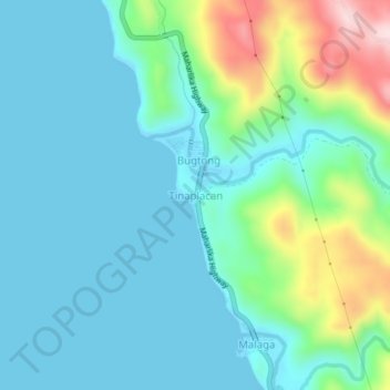 Mapa topográfico Tinaplacan, altitud, relieve