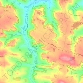 Mapa topográfico Au Padouenc, altitud, relieve