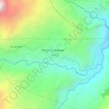 Mapa topográfico Sueva, altitud, relieve