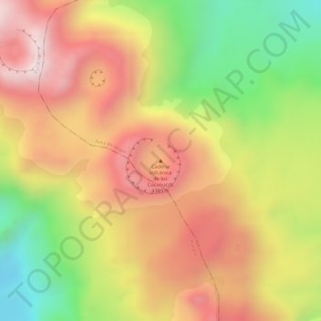 Mapa topográfico Cadena Volcánica de los Coconucos, altitud, relieve