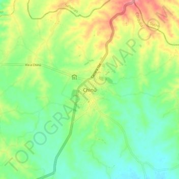 Mapa topográfico Chinú, altitud, relieve