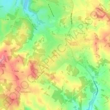Mapa topográfico Davet, altitud, relieve