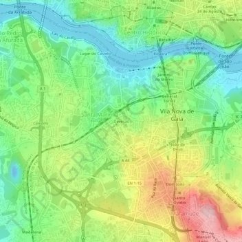 Mapa topográfico Devesas, altitud, relieve