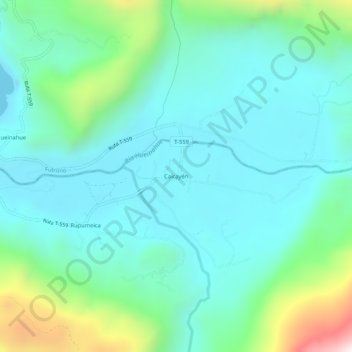 Mapa topográfico Caicayén, altitud, relieve