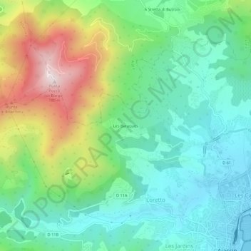 Mapa topográfico Les Baraques, altitud, relieve
