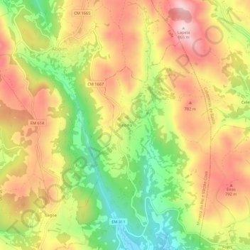 Mapa topográfico Bastelo, altitud, relieve