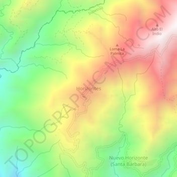 Mapa topográfico Horizontes, altitud, relieve