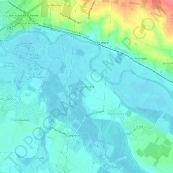 Mapa topográfico Gâte Bourse, altitud, relieve