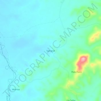 Mapa topográfico San Jose, altitud, relieve
