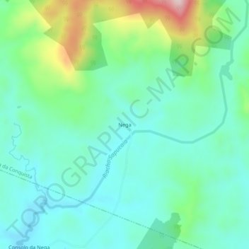 Mapa topográfico Nega, altitud, relieve