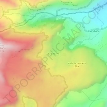 Mapa topográfico La Cabaña, altitud, relieve
