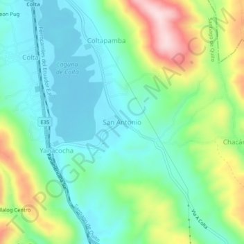 Mapa topográfico San Antonio, altitud, relieve