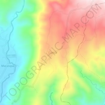 Mapa topográfico Cueva, altitud, relieve