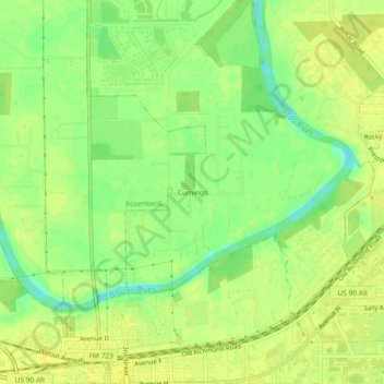 Mapa topográfico Cumings, altitud, relieve