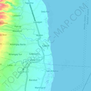 Mapa topográfico Clarin, altitud, relieve