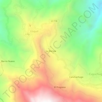 Mapa topográfico La Pampa, altitud, relieve