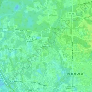 Mapa topográfico Hammocks, altitud, relieve