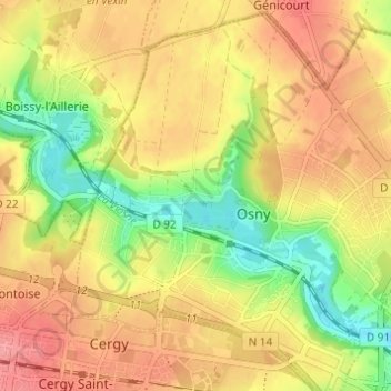 Mapa topográfico Immarmont, altitud, relieve